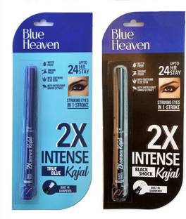 BLUE HEAVEN intense Blue Kajal 24 hour long lasting and 2x Black Kajal Combo for