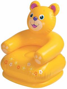 vworld Inflatable Teddy Happy Animal Chair (Yellow) with Double Quick II Hand Pump