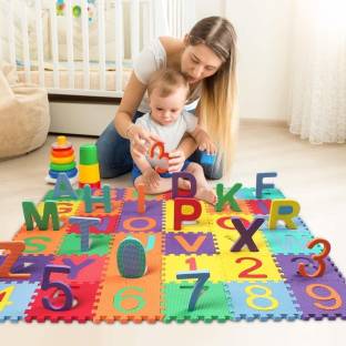 TITIRANGI 36 Pieces Mini Puzzle Foam Mat for Kids, Interlocking Learning Alphabet and Number Mat for Kids