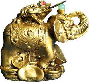 APNA KANHA Feng Shui Elephant With Frog For Wealth, Strength, Wisdom And Success Decorative Showpiece  -  9 cm