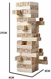 Dorytoys 54 Pcs Blocks 4 Dices Wooden Tumbling Stacking