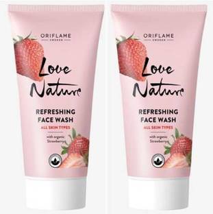 Oriflame Sweden Love Nature Refreshing with Organic Strawberry pack of 2  100 g Face Wash