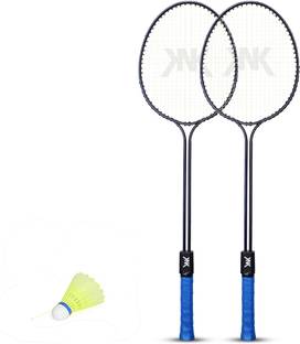KNK Double Shaft Single Colour Set Of 2 Piece Badminton Racket With 1 Piece Plastic Shuttle Badminton Kit