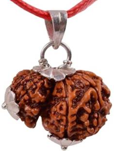 RAM RATAN KENDRA Natural Certified (with x-ray) Wood Rare Nepali Garbh Gauri Rudraksha Beads in Pure Silver Pendant Silver Stone Pendant
