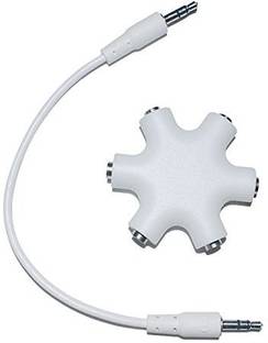 Triangle Ant White 5 in One Multi Headphone Splitter, 3.5mm Male to Female Multi Earphone Audio Splitter Cable-White Phone Converter