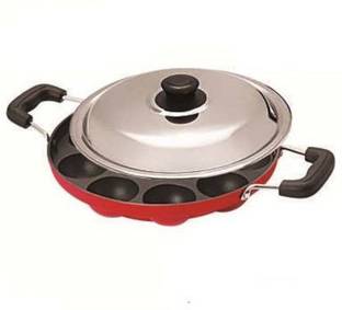 HoneyDell 12 Cavities Non Stick Appam Patra with Lid and Side Handle/ kulipaniyaram pan nonstick/ appe/ aapee ka sacha/ panniyaram kadai/ Paniyarrakal/Paniyaram/Appam Pan/Appam Maker/Pan Cake/guntapongadalu pan/appam kadai/Ponganal Maker/idali Maker/idali Pan kadai/litti maker/unniyappam chatti non stick/ unniyappam chatti Paniarakkal with Lid Paniarakkal with Lid 0.1 L capacity 23 cm diameter