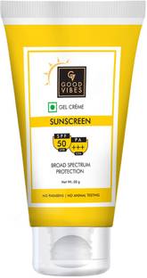 GOOD VIBES Sunscreen - SPF 50 PA+++ SPF 50 PA +++ UVA & UVB Protection Broad Spectrum Gel Creme Sunscreen