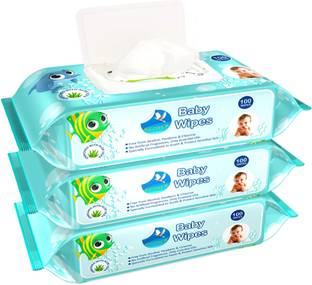GLIDER Baby Wipes|100 Pcs/Soft and Thick | Aloe Vera & Vitamins (Pack of 3) 300 Wipes