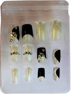 AyA Fashion Self Adhesive Pre Glued Professional Quality False Nails Black