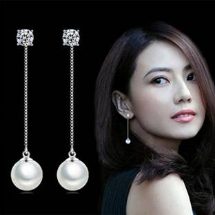 MYKI Style Statement Pearl Earrings For Women & Girls Swarovski Zirconia Sterling Silver Drops & Danglers