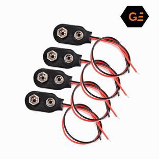 geeta enterprises 9V Battery Clip (Pack of 4) Connector Positive Negative Snap Lead Wire with Dual Alligator Clips Electronic Components Electronic Hobby Kit
