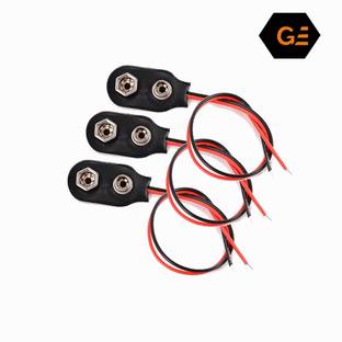 geeta enterprises 9V Battery Clip (Pack of 3) Connector Positive Negative Snap Lead Wire with Dual Alligator Clips Electronic Components Electronic Hobby Kit