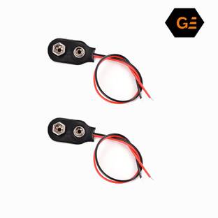 geeta enterprises 9V Battery Clip (Pack of 2) Connector Positive Negative Snap Lead Wire with Dual Alligator Clips Electronic Components Electronic Hobby Kit