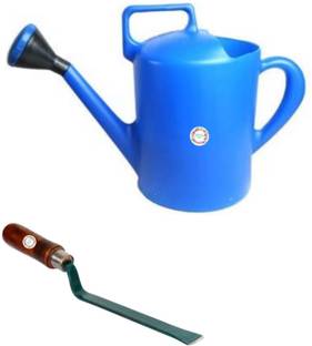 Hariyali Seeds Rounded Garden Watering Can of 10L Capacity & Wooden Handle Khurpi of 1 Inch Width with Extra Long Blade For Gardening & Outdoor Living Garden Tool Kit