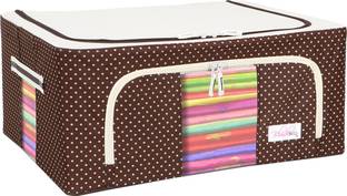 ब्लूशबीस Living Box - Storage Boxes for Clothes Saree Cover Bags - 44 Litre Pack of 1, Polka Dot Brown (AR2086)
