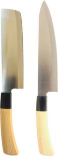 ifrazon 2 Pc Ceramic, Steel Knife Set Ying Premium Quality Steel Blade Chef And Kitchen Knife for Cutting Fruits, Vegetable, Meat, Fish 8x1.6, 7x2 size Wood Handle