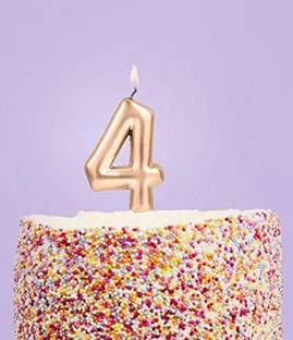 INFISPACE Chrome Gold Number Cake Candle for Birthday/ Anniversary (4) Candle