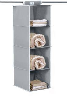 KUBER INDUSTRIES 4 Shelf Closet Hanging Organizer, 4 Tier Closet Wardrobe Organizer Clothes Storage Hanger for Family Closet Bedroom, Foldable and Universal Fit (Grey)-25_F_KUBMART15319 Closet Organizer