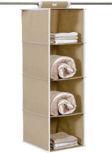 KUBER INDUSTRIES 4 Shelf Closet Hanging Organizer, 4 Tier Closet Wardrobe Organizer Clothes Storage Hanger for Family Closet Bedroom, Foldable and Universal Fit (Brown)-25_F_KUBMART15323 Closet Organizer