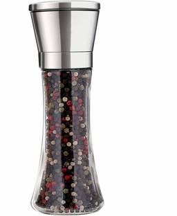 Akshar collection Body Salt and Pepper Grinder Crusher Shakers with Adjustable Knob Glass Squeeze Mill