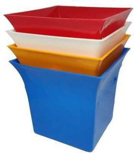 Ramanuj Plastic 10 Inch Uber Gamla/Planter/Pot Square Multi Height 9" Inch Plant Container Set