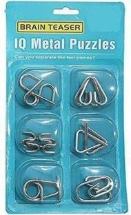 MON N MOL TOY Stainless Steel Metal Wire Classic IQ Puzzle (1 PACK OF 6 PIECES)