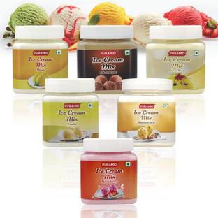 PURAMIO Icecream Mix Combo (Vanilla, Chocolate, Strawberry, Mango, Kesar Pista, Butterscotch), Each 250g 1500 g