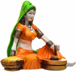 sonucollection Showpiece Rajasthani Lady statue Decorative Showpiece  -  13.5 cm