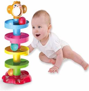 Just97 Roll Ball monkey Tower Rolling Ball Bell Tackers Swirl Ball Toy Set