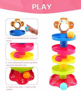 Galactic monkey Roll Ball Tower Rolling Ball Bell Tackers Swirl Ball Toy Set