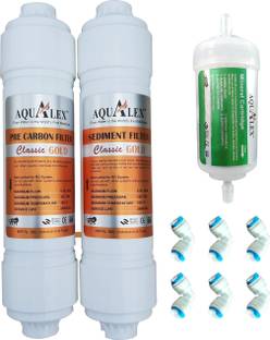 AQUALEX Pokar RO, Classic Gold Inline, Pre Carbon Filter+ Sediment Filter + 4" Inch Mineral Cartridge 6 pcs Elbow Suitable for RO Water Purifier Solid Filter Cartridge