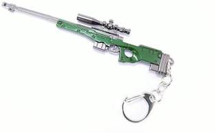 eWAVE PUBG Real 3D Metal Body Gun - AWML115A1 Magnum 120mm Length Green Color Locking Key Chain