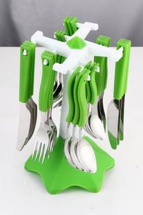 TOFEE Trendy Stainless Steel Cutlery with Plastic handle steel 24 pcs Spoon Set Stainless Steel Table Spoon Set