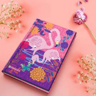 Jhingalala Flamingo Love Hard Bound Undated A5 Diary Notebook (20 X 14.5 CM, 80 GSM, 190 Ruled Perforated Pages) Diary for Writing, Gift for Friend, Personal Diary A5 Notebook Ruled 190 Pages