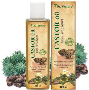 Dr Venture Castor Oil 100% Pure & Natural Premium Cold Pressed Castor Oil For Control Active Hair Fall Moisturizers Dry Skin Face Cleanser And Healthy For Nails Eyelash Virgin Grade 200 ml Pack of 1 Hair Oil