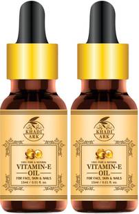Khadi Ark Vitamin E Oil (Pure & Natural) For Moisturize Skin (Pack of 2, 15 ML Each)