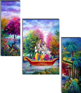 saf Set of 3 Radha Krishna Digital Reprint 12 inch x 18 inch Painting