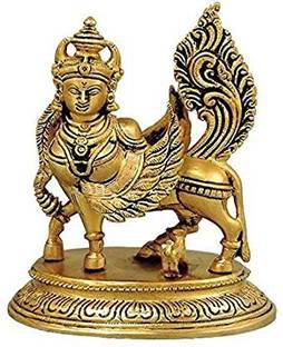 Idolsplace Brass Kamadhenu Cow Statue (Gold, 6.50x5.50-inch) Decorative Showpiece  -  12 cm