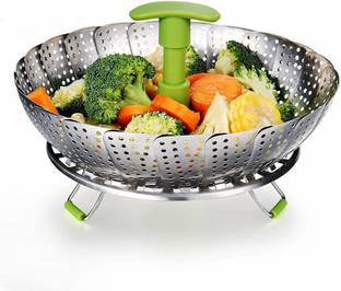SYGA Medium Stainless Steel Steamer Basket for Vegetable Pots boiling 5.5"-9", Green Stainless Steel Steamer