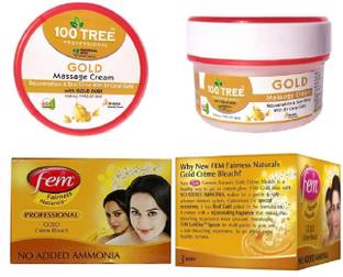Fem Professional Gold Bleach 212 gm & D-Tan Massage Cream 200 gm