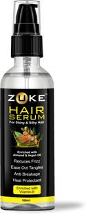 zuke Hair Serum Enriched With Almond oil, Argan Oil & Vitamin-E For Frizz Free, Smooth & Silky Hair – 100 ml