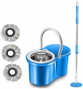 GTE Easy Magic Floor Mop 360° Bucket Sheep Steel Mop with 3 Refills Mop Set