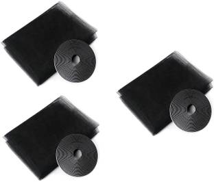 PRIONSA Window Net Mesh Screen for Protection From Mosquito, Insect, Bug, Fly etc. with with hook and look tape(Black Colour) Pack of 3 Insect Net