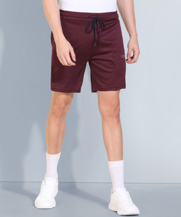 ADRENEX Solid Men Maroon Sports Shorts 