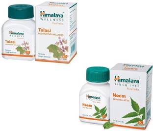 HIMALAYA A Combo of Tulasi Respiratory Wellness & Neem Skin Wellness with controls acne 60 Tablet (Pack of 2) _Herbal Product With NATURE+IMMUNE+KWATH (just add to hot water,milk or tea)