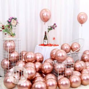 Bash N Splash Solid Helium quality Chrome Rose Gold Latex Party Decoration Balloon (Pack of 50) Balloon
