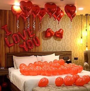 HBD Solid Love Decorations kit For your Love Wife Husband Girl friend Boy Friend - Solid "I LOVE YOU" Letters Foil Balloons Red Balloon