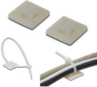 RPI SHOP Nylon Cable Zip Tie Mounts, Self-Adhesive Tie Mount for Wire Alightment Arrangement DIY Works (19mm X 19mm) Pack of 100 Pc Plastic Hook & Loop Cable Tie