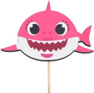 FUNCART Multicolor Baby Shark Birthday Girl Small Size Cake Topper(6pcs/Pack)