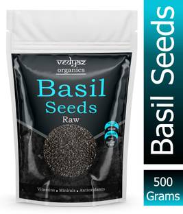 Vedyaz Organic Raw Basil/Sabja/Tukmaria/Bapji Seeds for Weight Loss - 500 gm - Rich in Protein , Iron , Folic acid, Dietary Fiber , Calcium , Anti Oxidants Basil Seeds